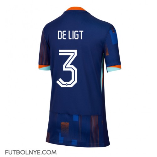 Camiseta Países Bajos Matthijs de Ligt #3 Visitante Equipación para mujer Eurocopa 2024 manga corta